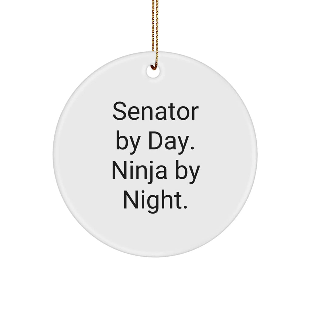 Senator By Day Ninja By Night Circle Ornament Gifts from Men to Senator, Funny Quote Christmas Unique Gifts