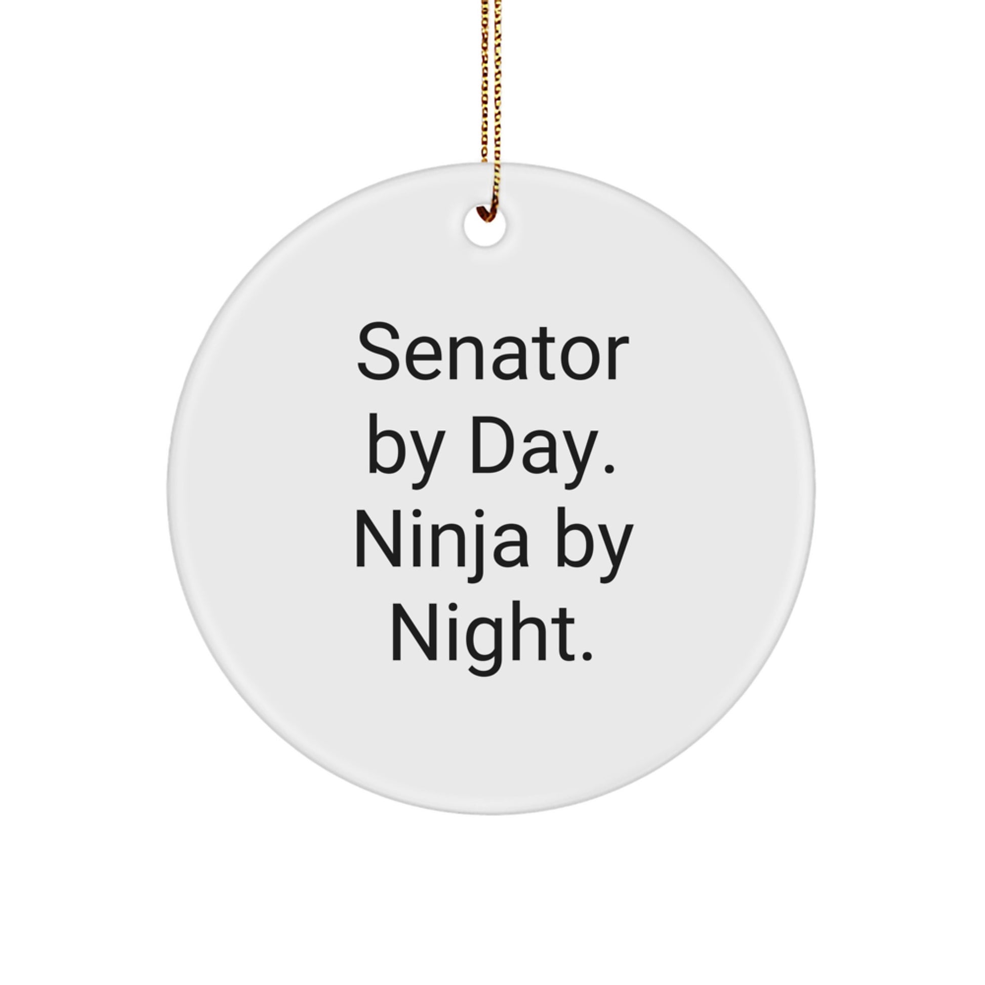 Senator By Day Ninja By Night Circle Ornament Gifts from Men to Senator, Funny Quote Christmas Unique Gifts