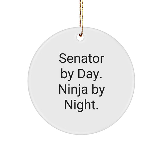 Senator By Day Ninja By Night Circle Ornament Gifts from Men to Senator, Funny Quote Christmas Unique Gifts