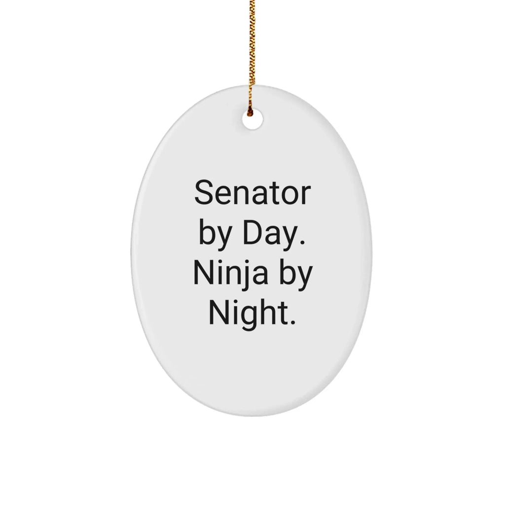Senator Gifts Oval Ornament, Men's Senator Christmas Unique Gifts, 'Senator By Day. Ninja By Night.' Quote Oval Ornament, Gifts for Senator