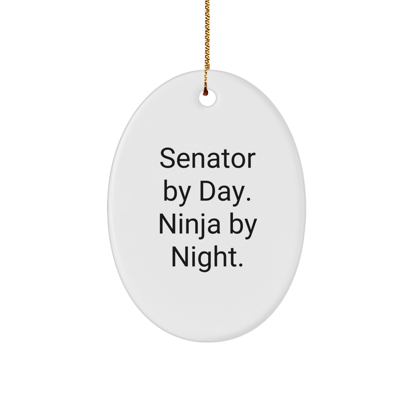 Senator Gifts Oval Ornament, Men's Senator Christmas Unique Gifts, 'Senator By Day. Ninja By Night.' Quote Oval Ornament, Gifts for Senator