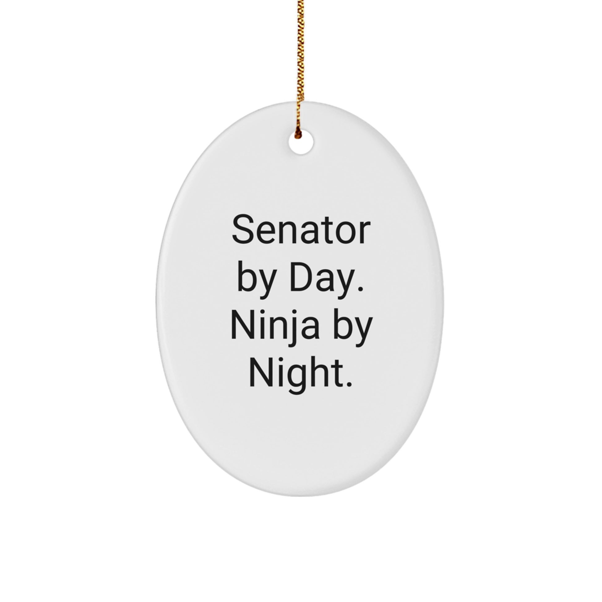 Senator Gifts Oval Ornament, Men's Senator Christmas Unique Gifts, 'Senator By Day. Ninja By Night.' Quote Oval Ornament, Gifts for Senator