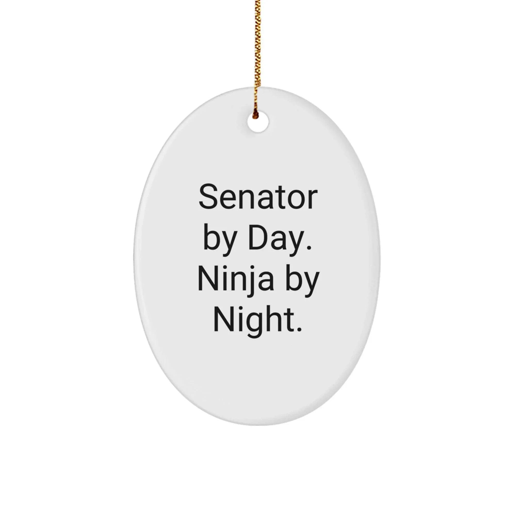 Senator Gifts Oval Ornament, Men's Senator Christmas Unique Gifts, 'Senator By Day. Ninja By Night.' Quote Oval Ornament, Gifts for Senator