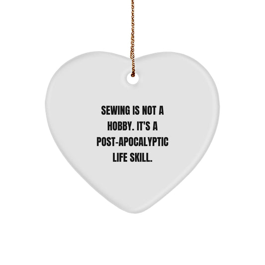 Sewing Gifts for Women Friends Family - Funny Heart Ornament 'Sewing Is Not A Hobby' Christmas Decor