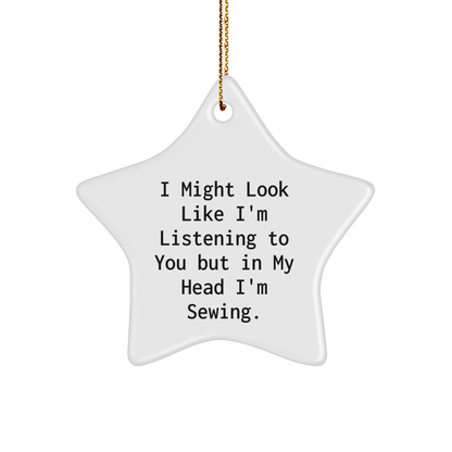 Sewing Star Ornament Funny Quote Gifts from Family for Christmas, Sewing Lovers, and Friends