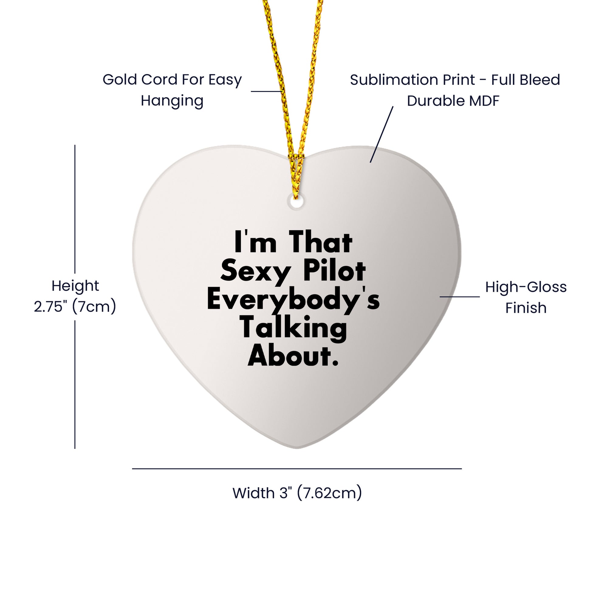 Sexy Pilot Gifts for Christmas - 'I'm That Sexy Pilot Everybody's Talking About' Heart Ornament, Pilot Lover Gifts from Friends, Unique Christmas Unique Gifts for Men