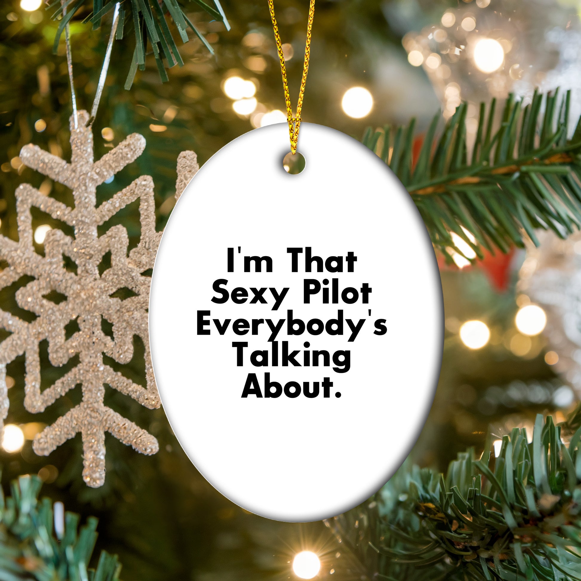 Sexy Pilot Oval Ornament Gifts from Men to Friends, Perfect for Christmas