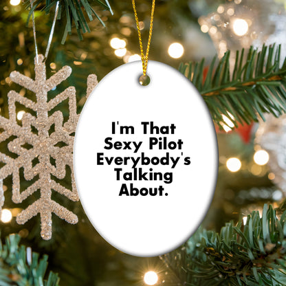 Sexy Pilot Oval Ornament Gifts from Men to Friends, Perfect for Christmas