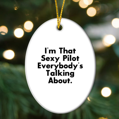 Sexy Pilot Oval Ornament Gifts from Men to Friends, Perfect for Christmas