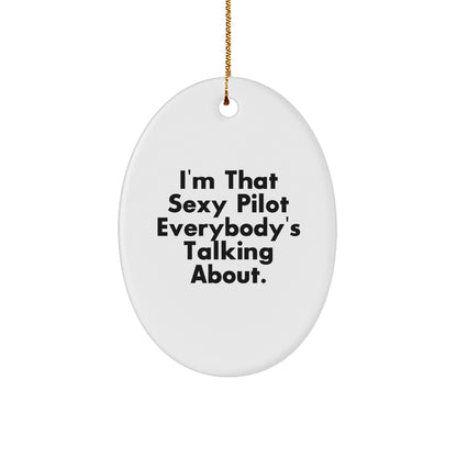 Sexy Pilot Oval Ornament Gifts from Men to Friends, Perfect for Christmas