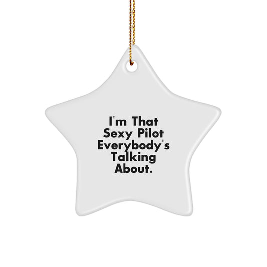 Sexy Pilot Star Ornament Gifts for Pilots from Friends, Coworkers, or Family - I'm That Sexy Pilot Everybody's Talking About, Christmas Unique Presents