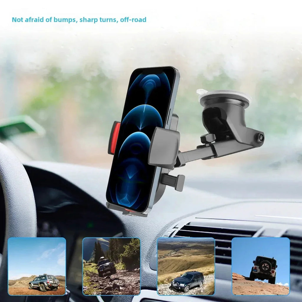 Car Mounted Phone Holder Dashboard Adhesive Suction Cup Gravity Extendable Auto Lock Car Navigation Support Bracket