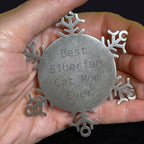 Siberian Cat Mom Ever's Funny Snowflake Ornament Gift for Friends and Family, Gifts from Men to Women, Unique Christmas Memorable Presents