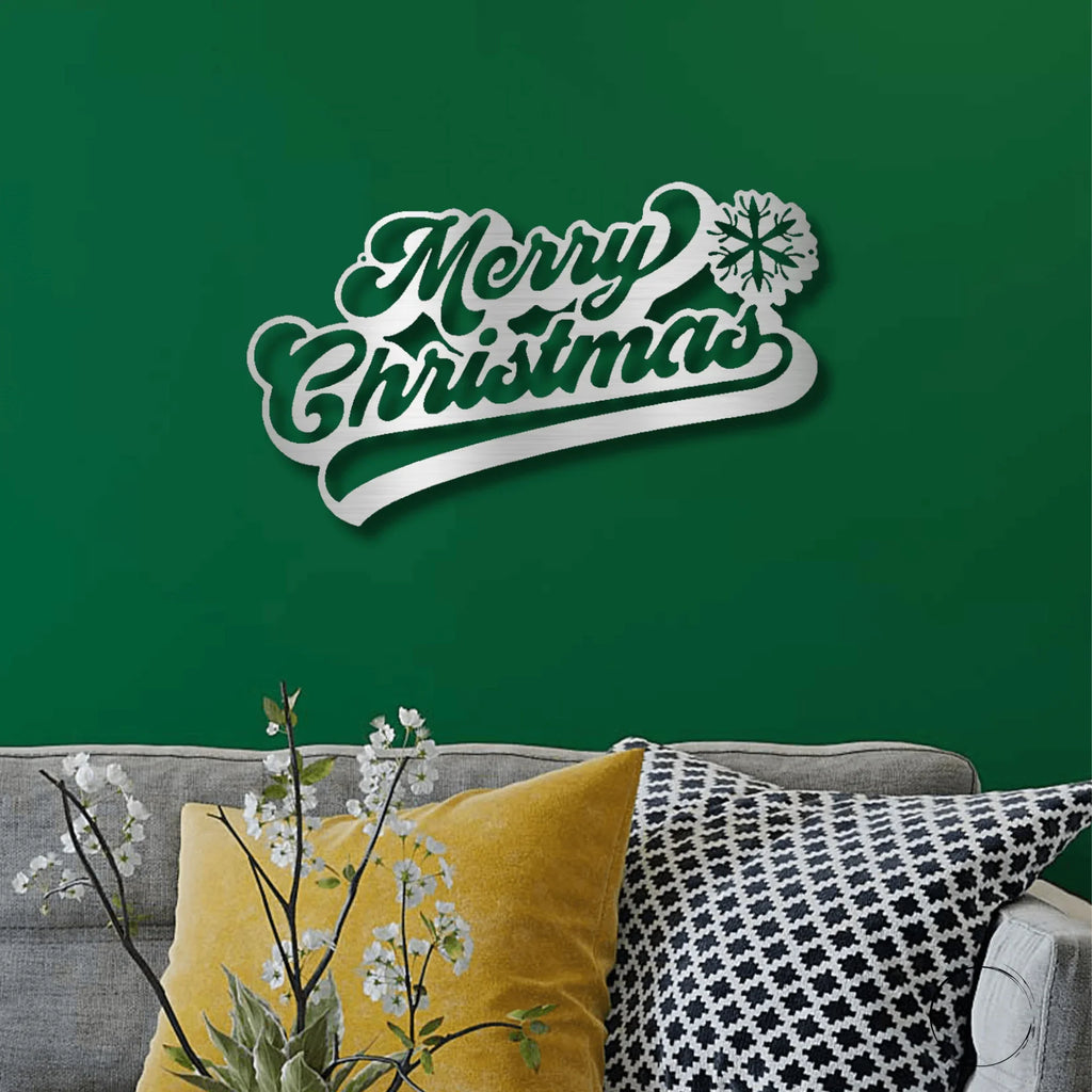 Classic "Merry Christmas" Metal Wall Sign - Bring Holiday Cheer to Any Room