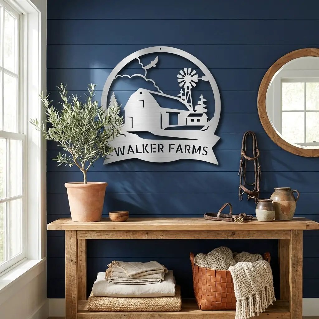 Barn Farmhouse Custom Name Metal Art Wall Sign