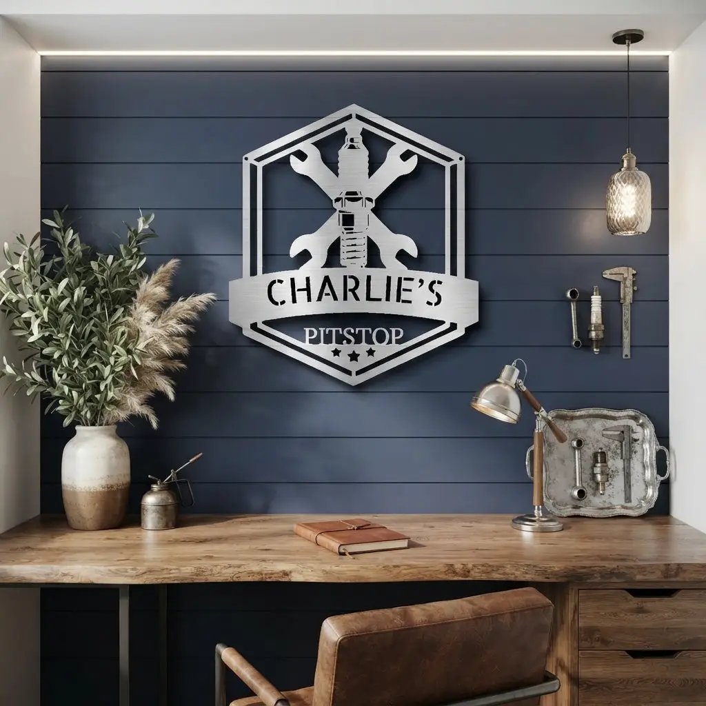 Personalized Mechanic Garage Metal Wall Art | Custom Garage Name Sign | Auto Repair Shop Decor | Wrench Metal Sign | Made in USA