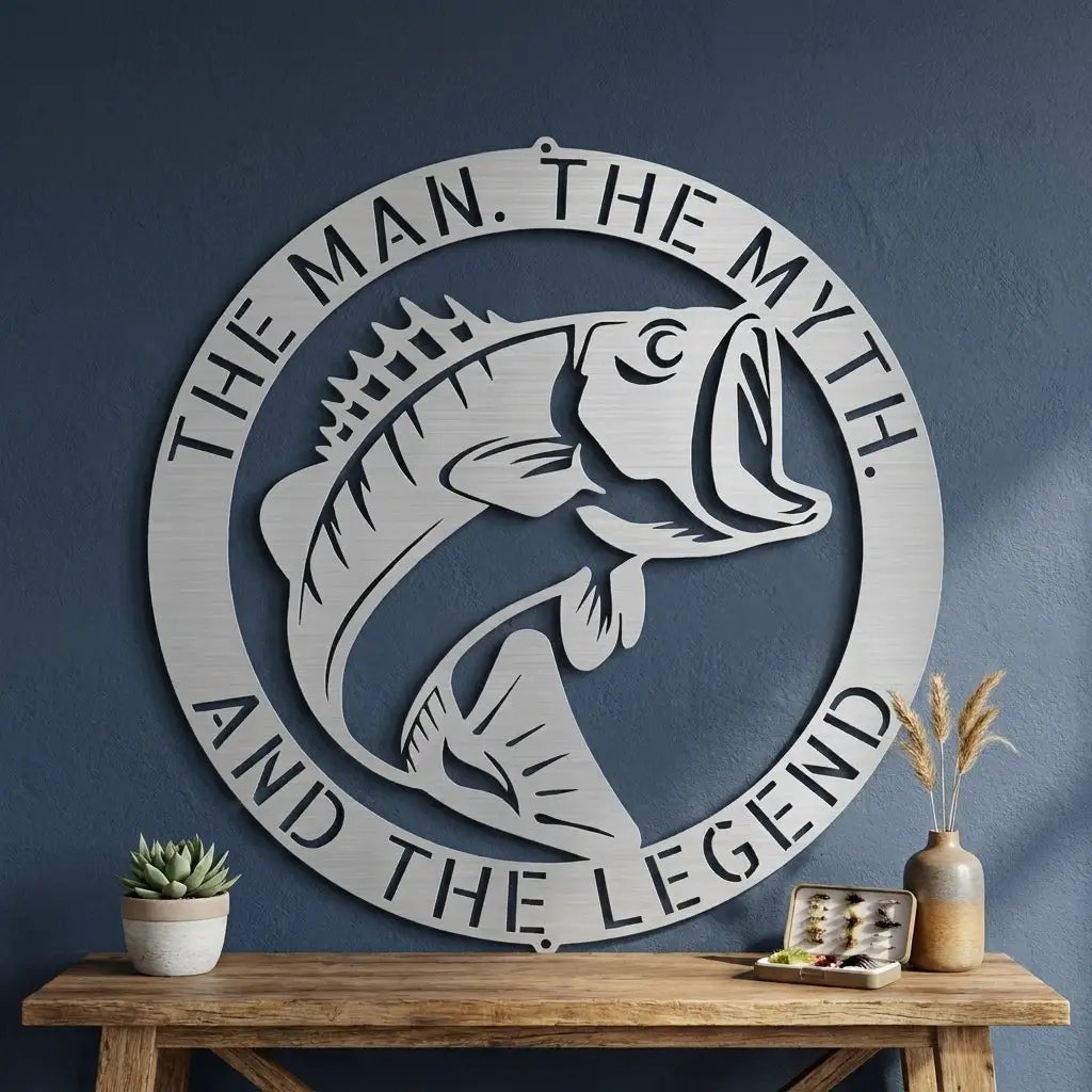 Personalized Bass Fishing Metal Sign Custom Fisherman Wall Art - Lake House Decor Outdoor Sign