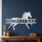 Personalized Horse Metal Wall Art Sign – Custom Ranch Name Sign – Western Barn Decor – Equestrian Steel Wall Art – Rustic Farmhouse Horse Lover Gift