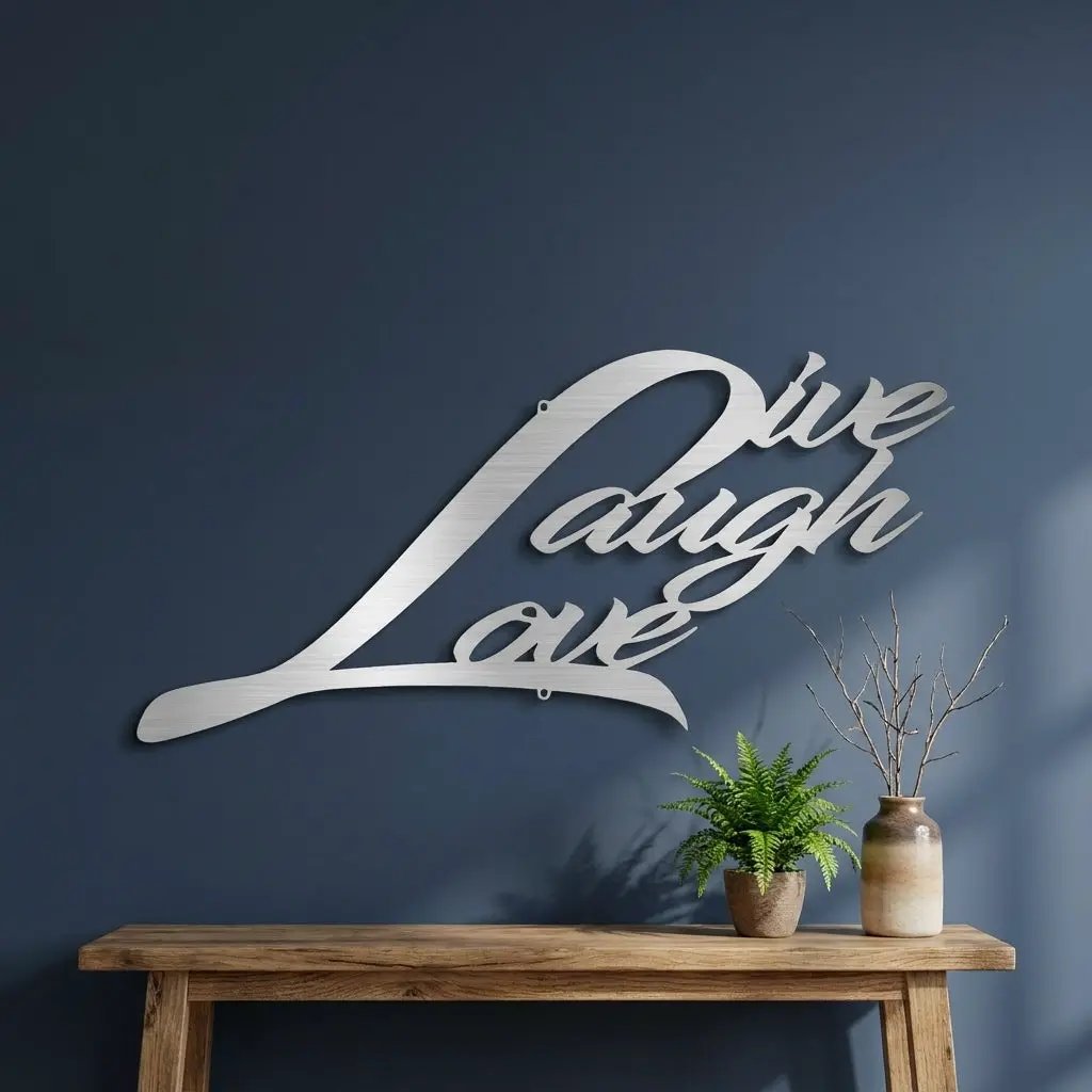Live Laugh Love Metal Wall Art – Inspirational Script Metal Sign – Farmhouse Home Decor – Rustic Indoor Outdoor Steel Wall Hanging