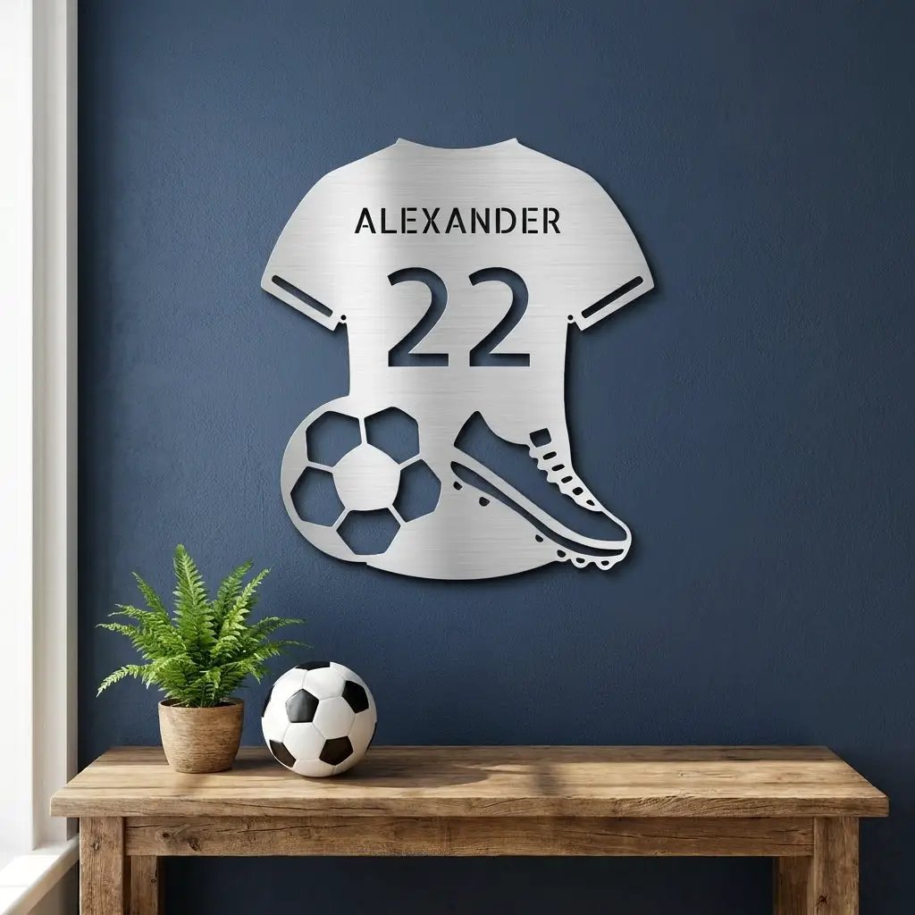 Soccer Jersey Monogram Custom Name Steel Sign Metal Wall Art