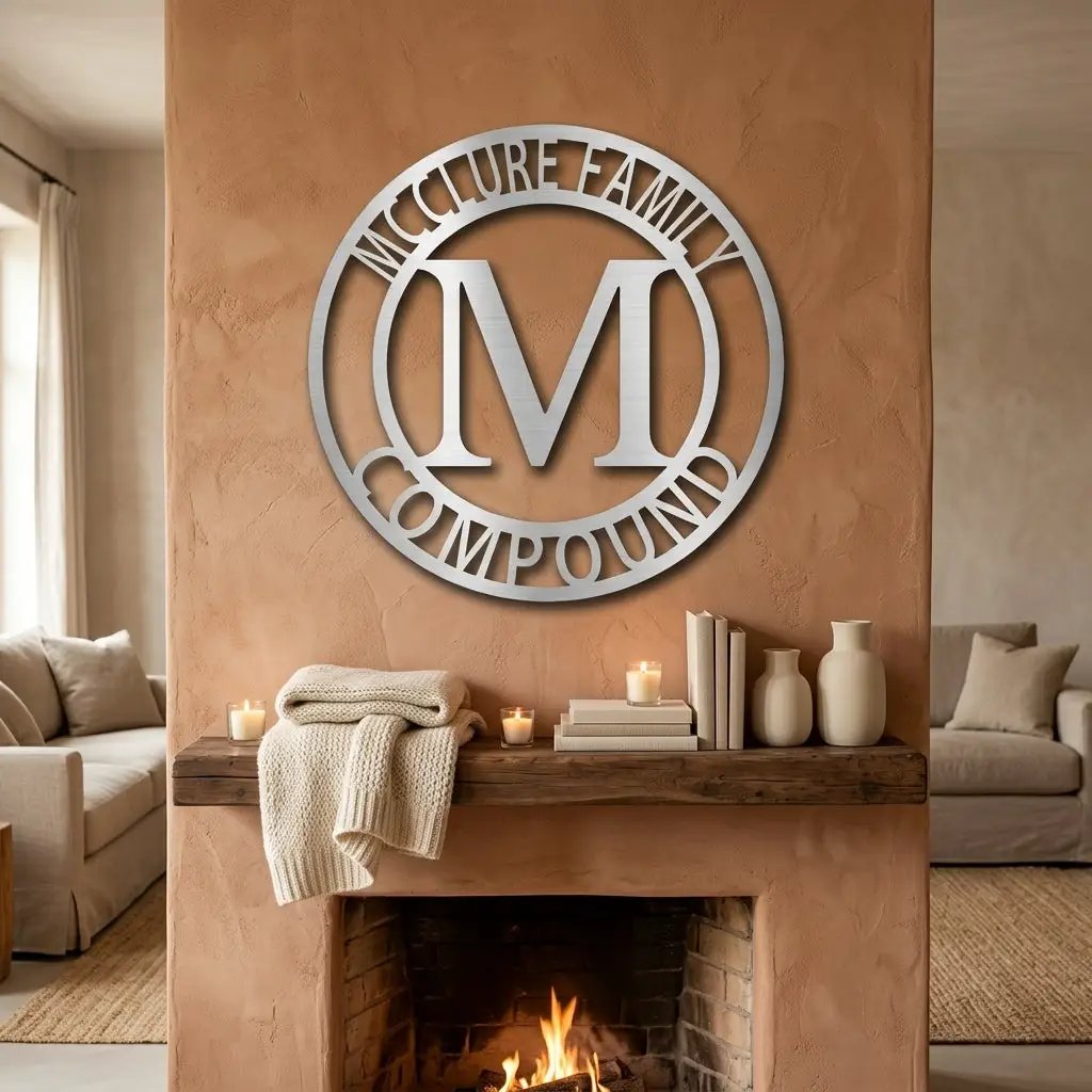 Letter Family Name Personalized Indoor Outdoor Steel Wall Sign Art