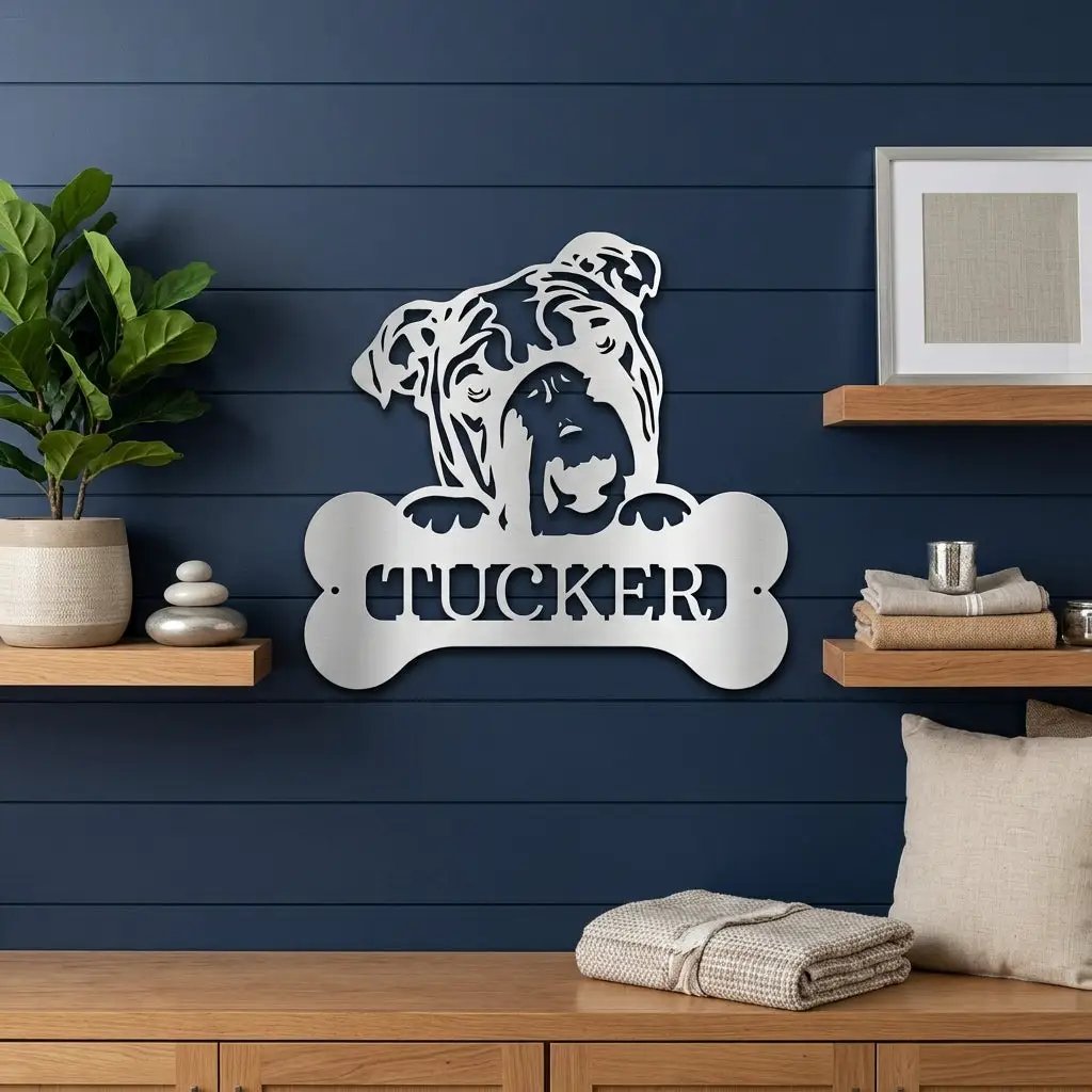 Bulldog Custom Name Metal Art Wall Sign