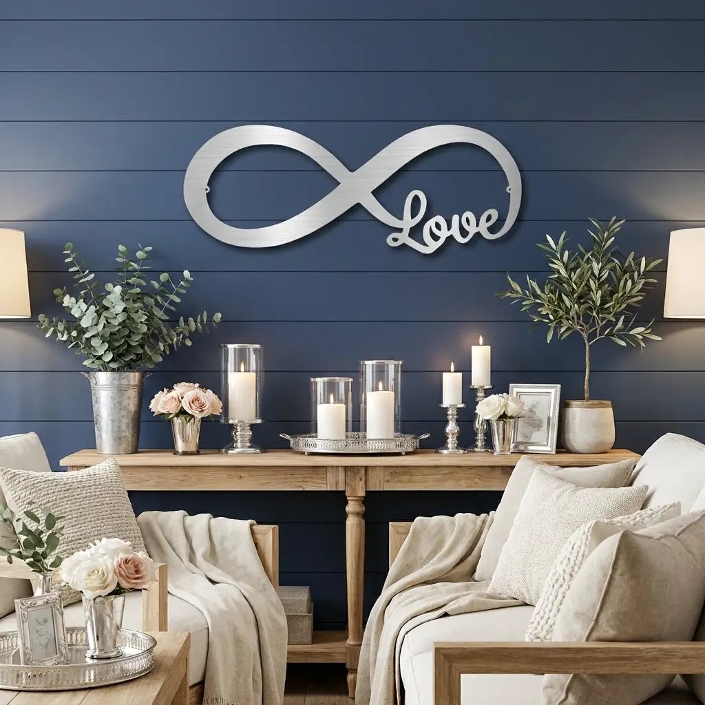 Infinity Love Metal Wall Art – Romantic Minimalist Decor – Wedding & Anniversary Gift