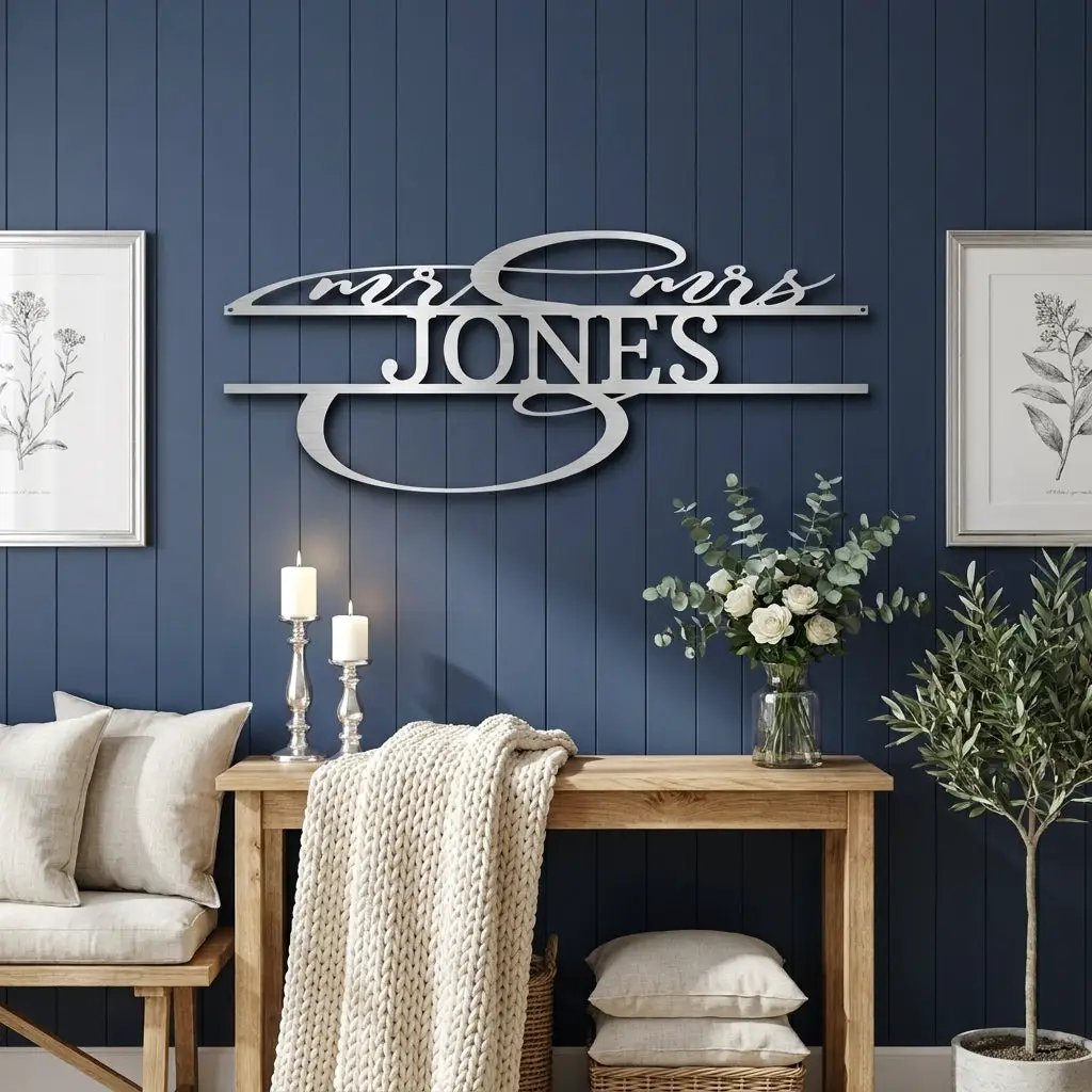 Mr And Mrs Couples Personalized Name Metal Art Wall Sign