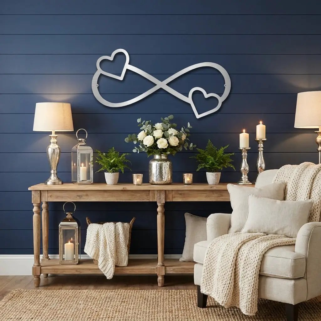 Infinity Heart Metal Wall Art – Personalized Couple Sign – Romantic Wall Decor – Wedding & Anniversary Gift