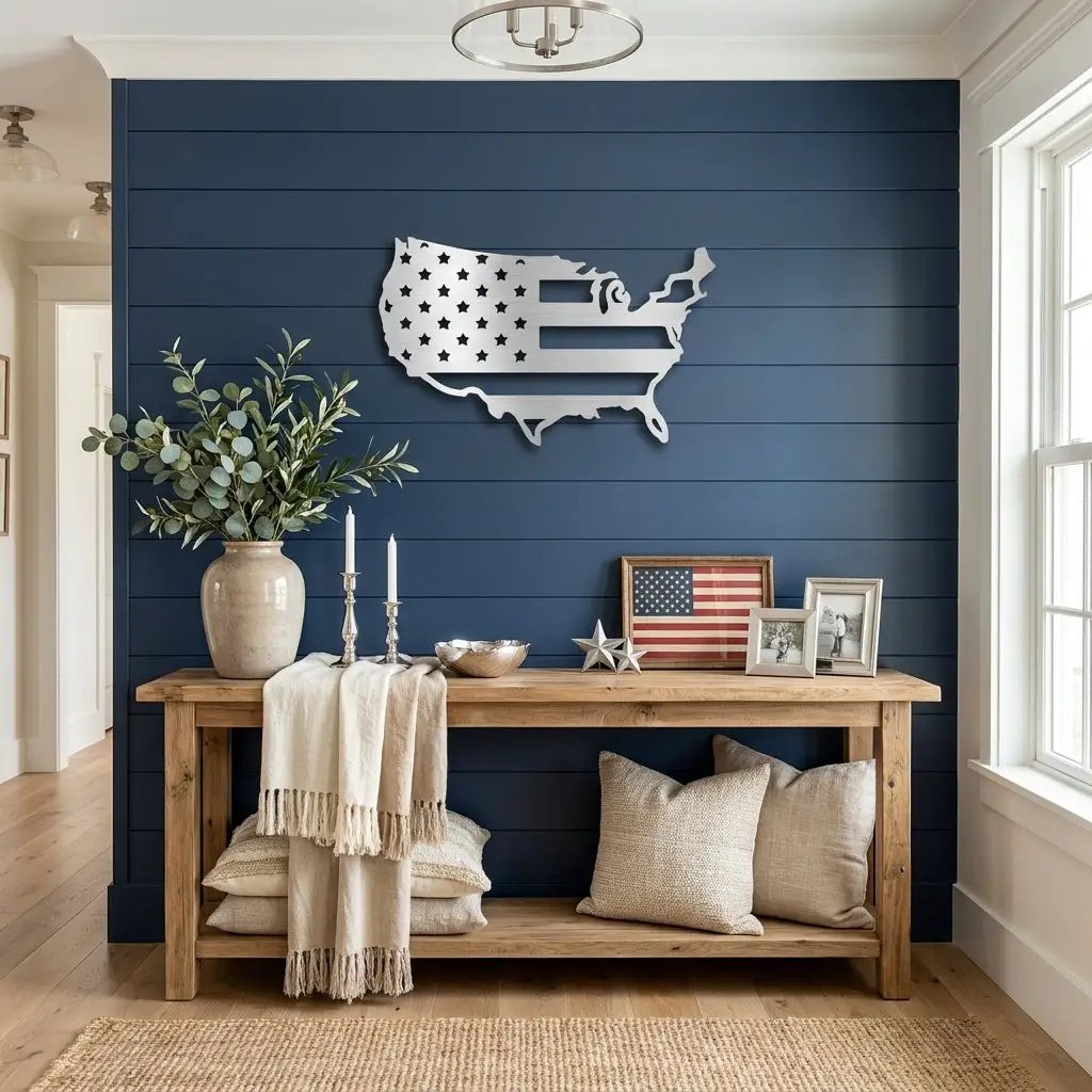 USA Flag Map Metal Wall Art – A Modern Symbol of American Pride