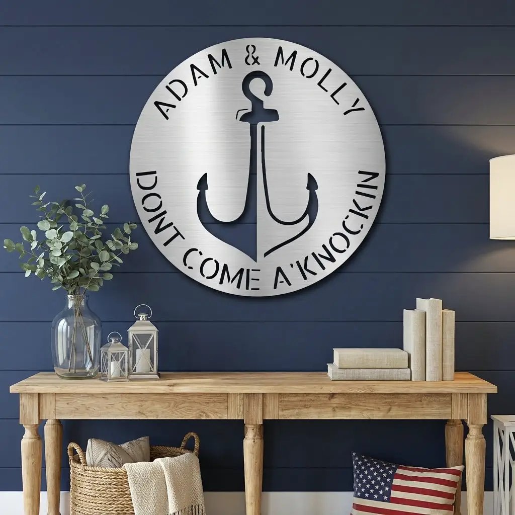 Anchor Personalized Metal Sign, Nautical Wall Decor, Family Name Sign, Beach, Boat House Decor