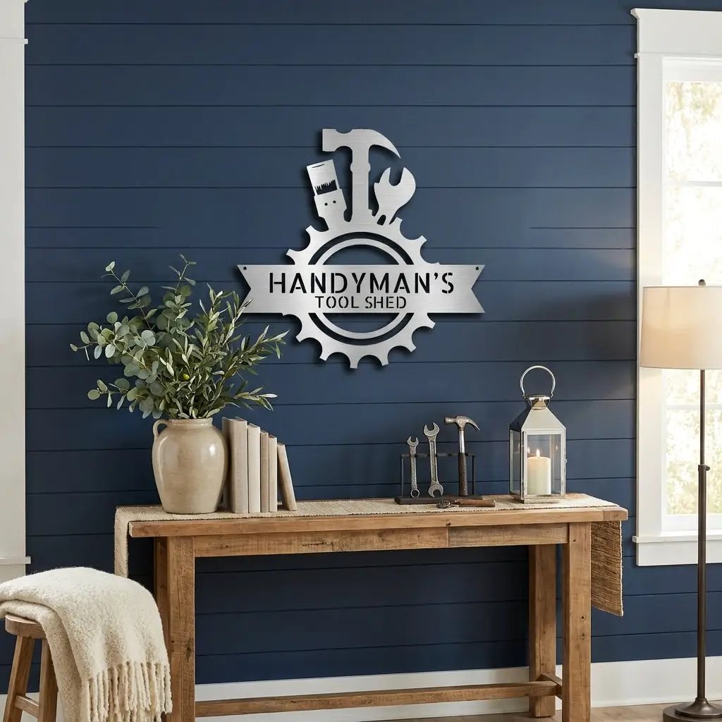 Personalized Handyman Metal Wall Art – Custom Tool Sign – Mechanic Garage Decor – Workshop Wall Art – Gift for Dad