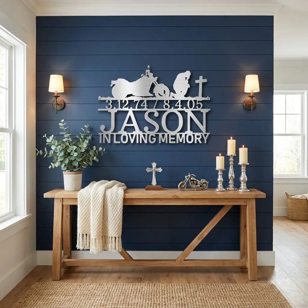 Motorcycle Memorial Metal Sign, Personalized In Loving Memory Sign, Custom Biker Memorial, Motorcycle Loss Gift