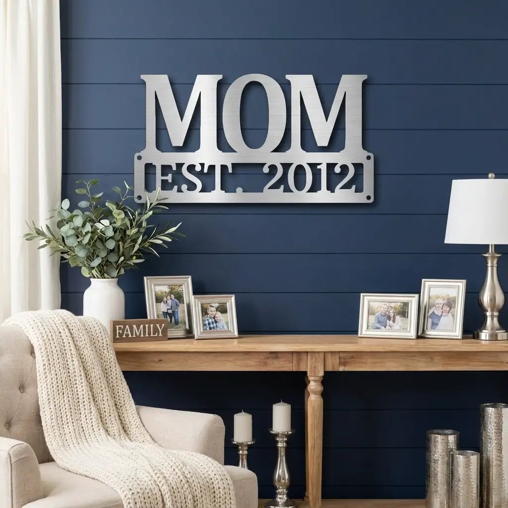 Mom Est. Year Metal Wall Art – Personalized Mom Sign – Custom Mother Established Date Sign – Mother’s Day Gift Wall Decor