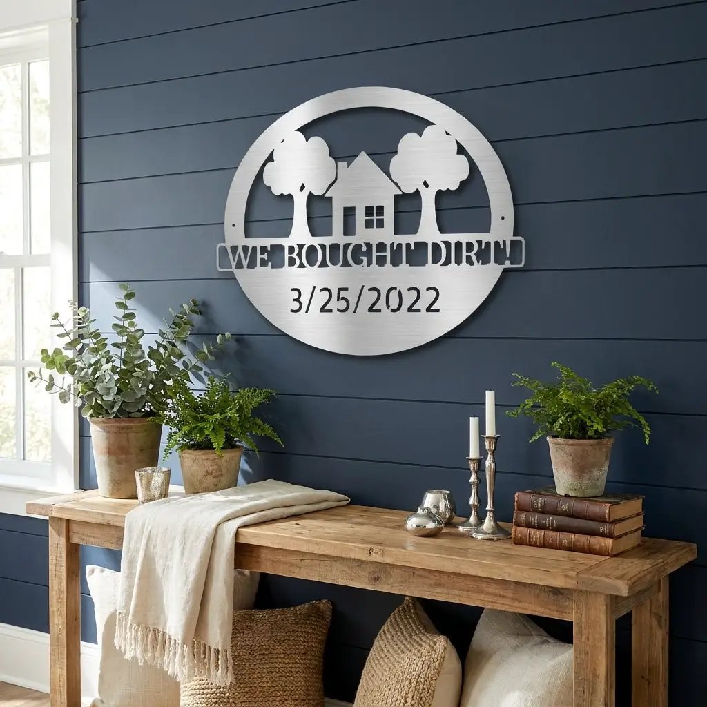 Custom New Home Steel Sign – Farmhouse Housewarming Gift with Established Date