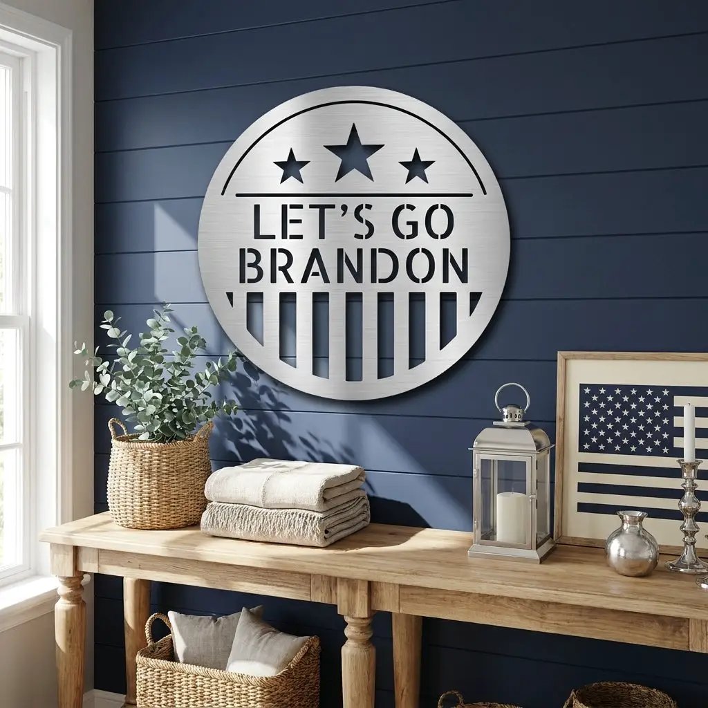 Personalized Patriotic Metal Wall Art Sign – Custom American Shield Steel Decor – Rustic USA Flag Wall Hanging – Farmhouse Patriotic Home Decor