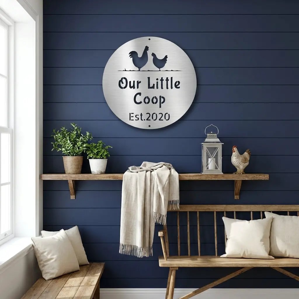 Our Little Coop Metal Sign – Personalized Chicken Coop Sign – Custom Farm Decor – Backyard Chicken Gift