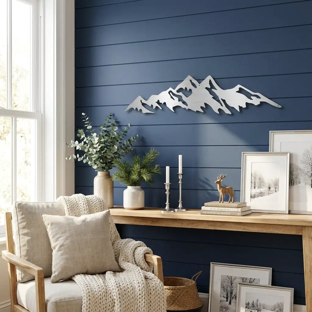 Mountain Ridge Indoor Outdoor Steel Wall Sign Art