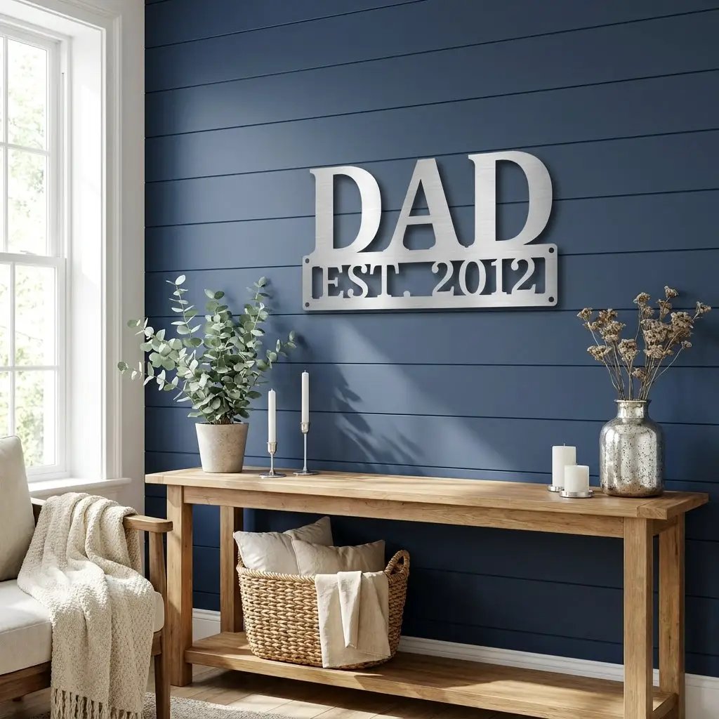 Dad Personalized Established Date Metal Aet Sign – Father’s Day Gift – Custom Family Decor