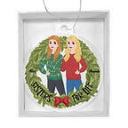 Personalized Sisters for Life Acrylic Ornament – Custom Names, Holiday Wreath Design, Best Friend Gift, Christmas Keepsake for Two Sisters