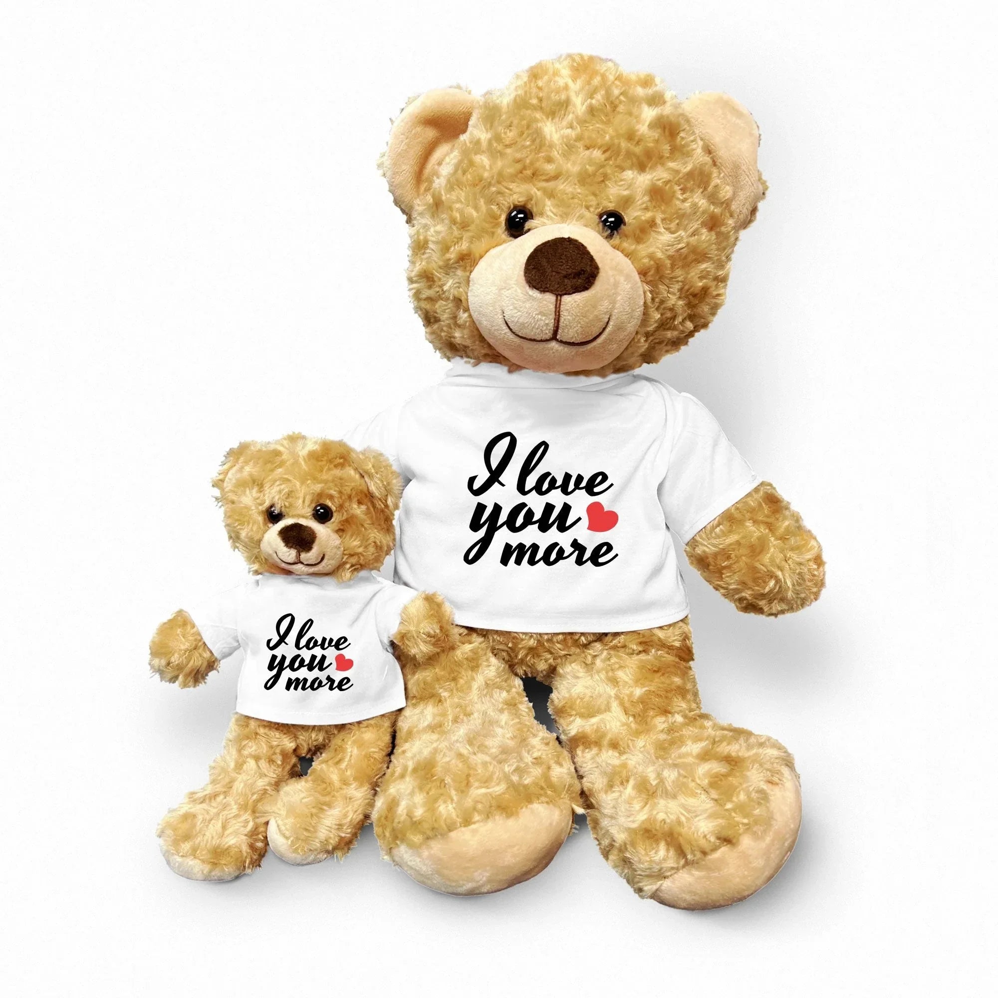 Love You More - Plush Lamb, Panda, or Teddy Bear with Tee Shirt Romantic Gift for Sweetheart