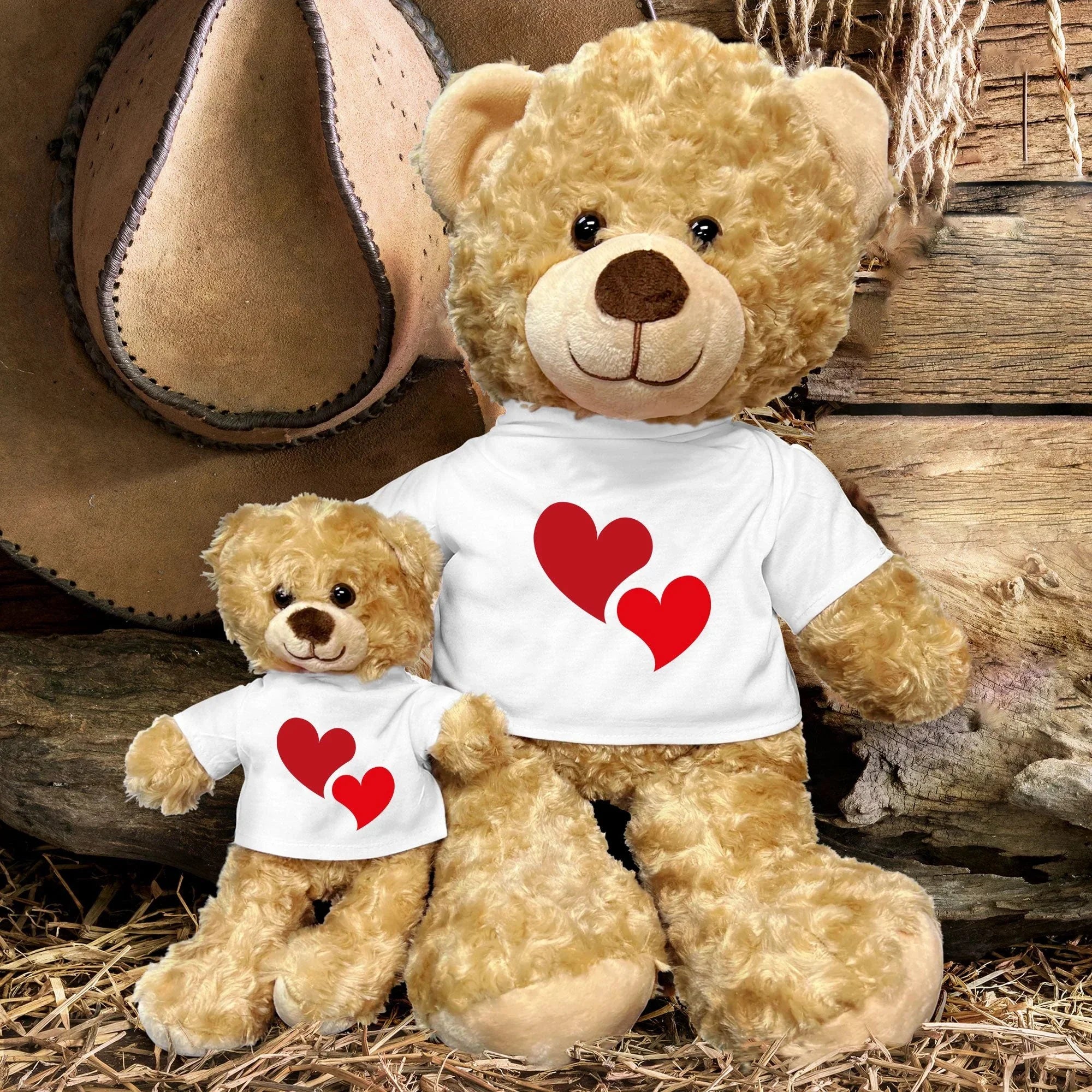 Hearts of Love - Plush Lamb, Panda, or Teddy Bear with Tee Shirt Romantic Gift for Sweetheart