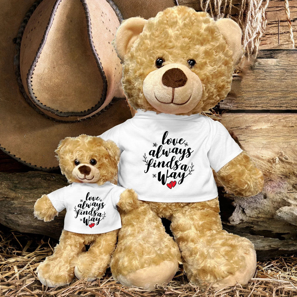 Love Finds A Way - Plush Lamb, Panda, or Teddy Bear with Tee Shirt Romantic Gift for Sweetheart