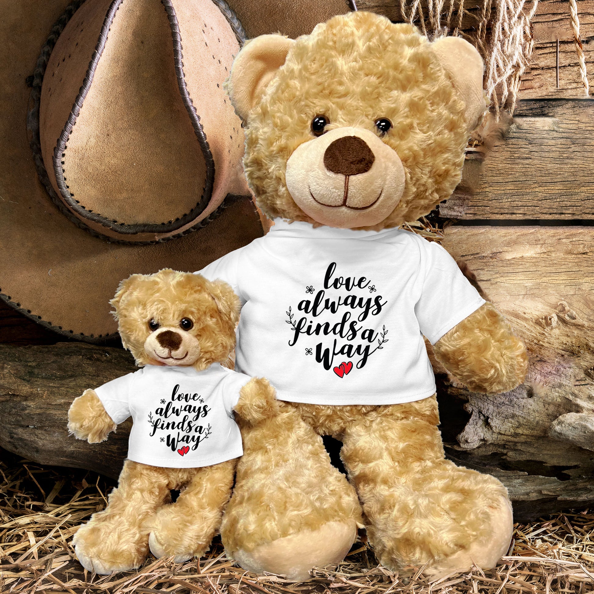 Love Finds A Way - Plush Lamb, Panda, or Teddy Bear with Tee Shirt Romantic Gift for Sweetheart - Mallard Moon Gift Shop