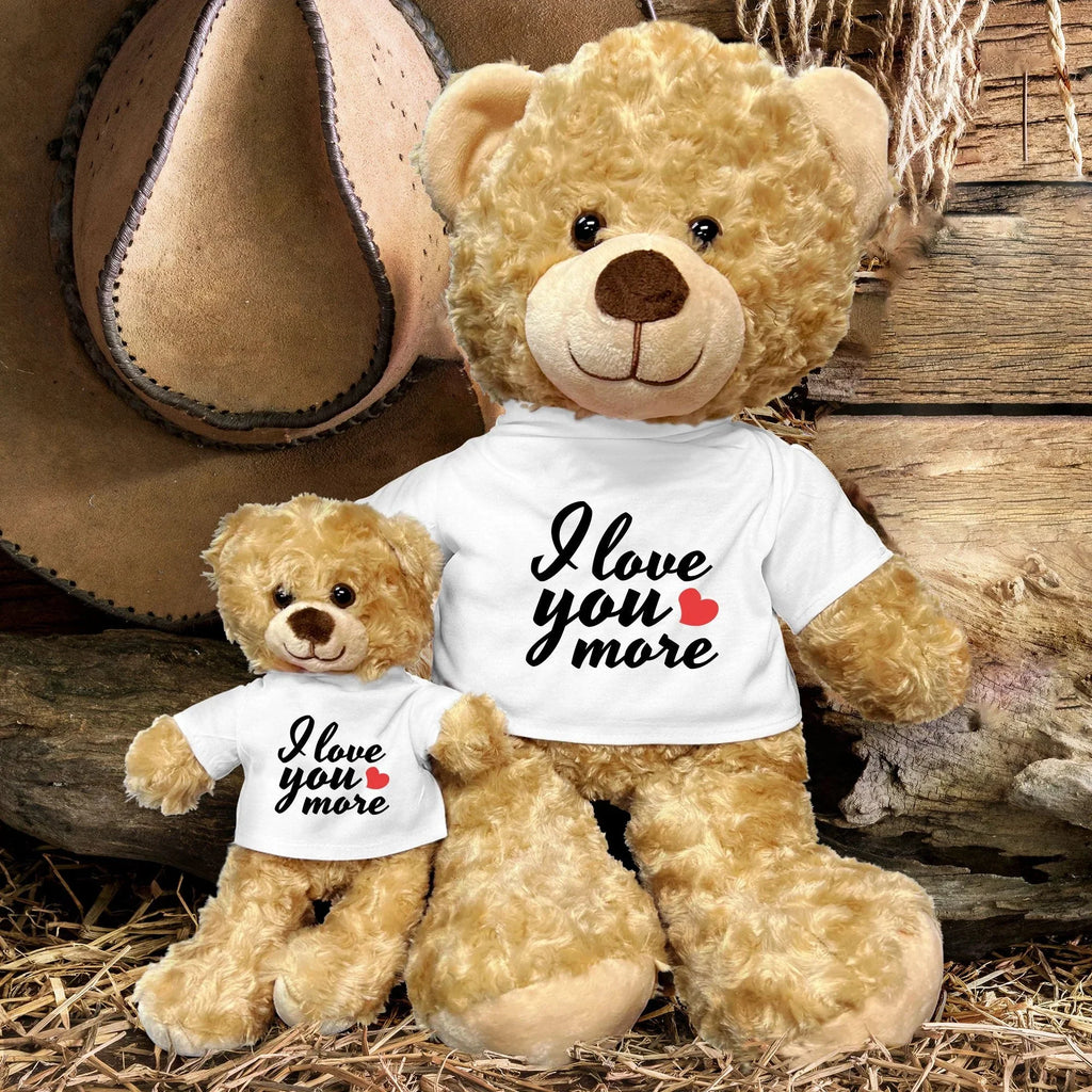 Love You More - Plush Lamb, Panda, or Teddy Bear with Tee Shirt Romantic Gift for Sweetheart