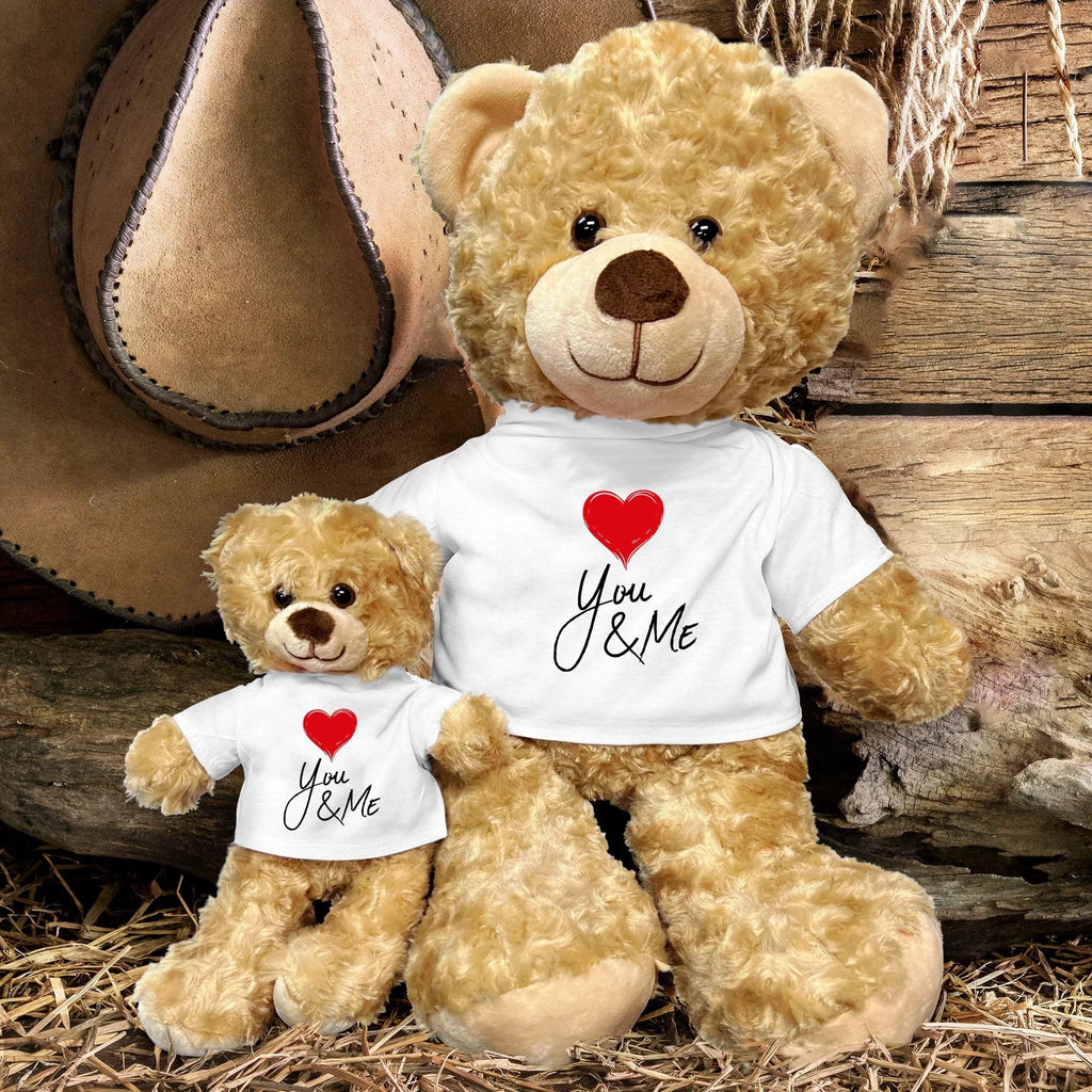 You and Me - Plush Lamb, Panda, or Teddy Bear with Tee Shirt Romantic Gift for Sweetheart