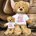 Love You to the Moon and Back - Plush Lamb, Panda, or Teddy Bear with Tee Shirt Romantic Gift for Sweetheart