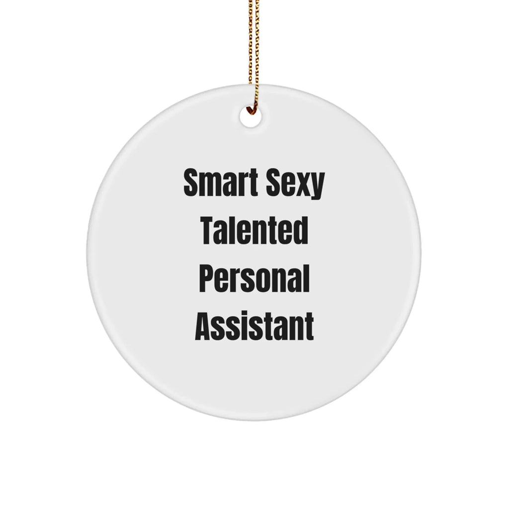 Smart Sexy Talented Personal Assistant Circle Ornament, Funny Quote Gifts from Family, Friends, Coworkers, Christmas Unique Gifts for Personal Assistant