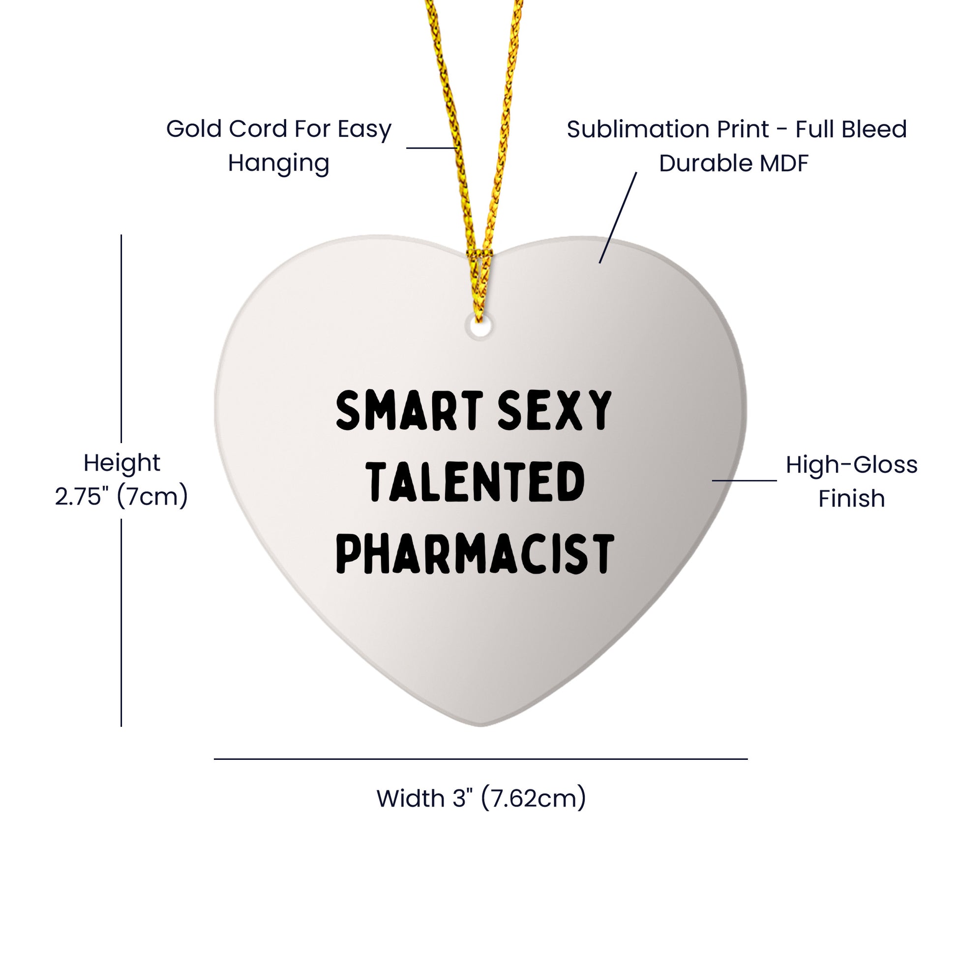 Smart Sexy Talented Pharmacist Heart Ornament Gifts for Pharmacist Friends Family Christmas