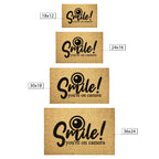 Funny Security Doormat - Smile! You’re on Camera | Coir Welcome Mat for Home Surveillance | Humorous Front Porch Décor